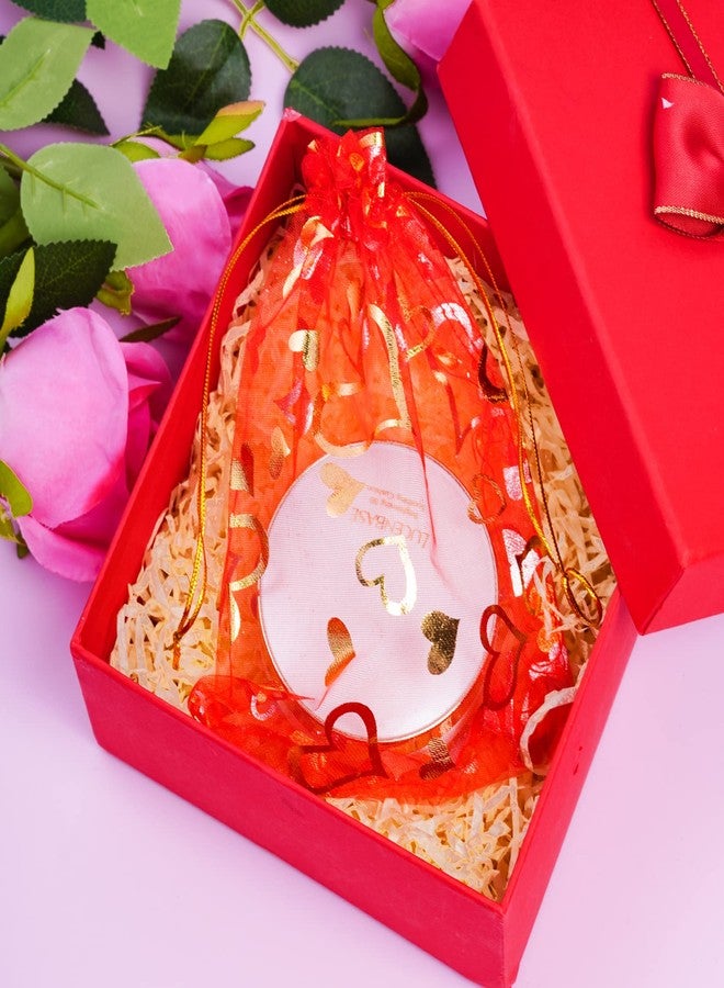 Bskifnn 100PCS Heart Printed Organza Bags Gift Jewelry Candy Bags for Wedding Valentine's Day Mother's Day Party Christmas 5x7Inch (Red) - Image 5